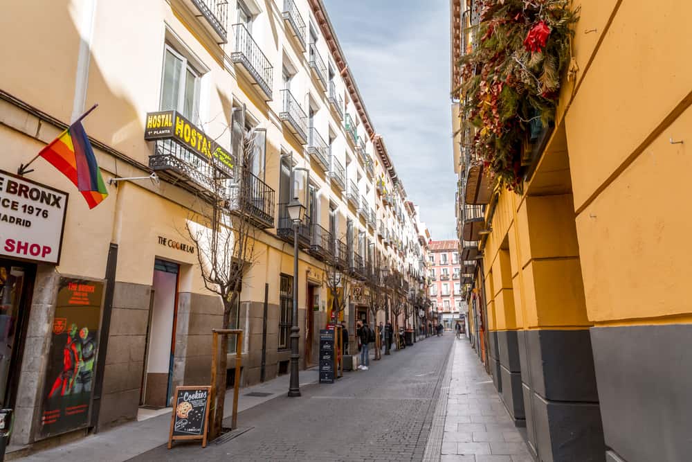 Street view of the Chueca neighborhood of Madrid